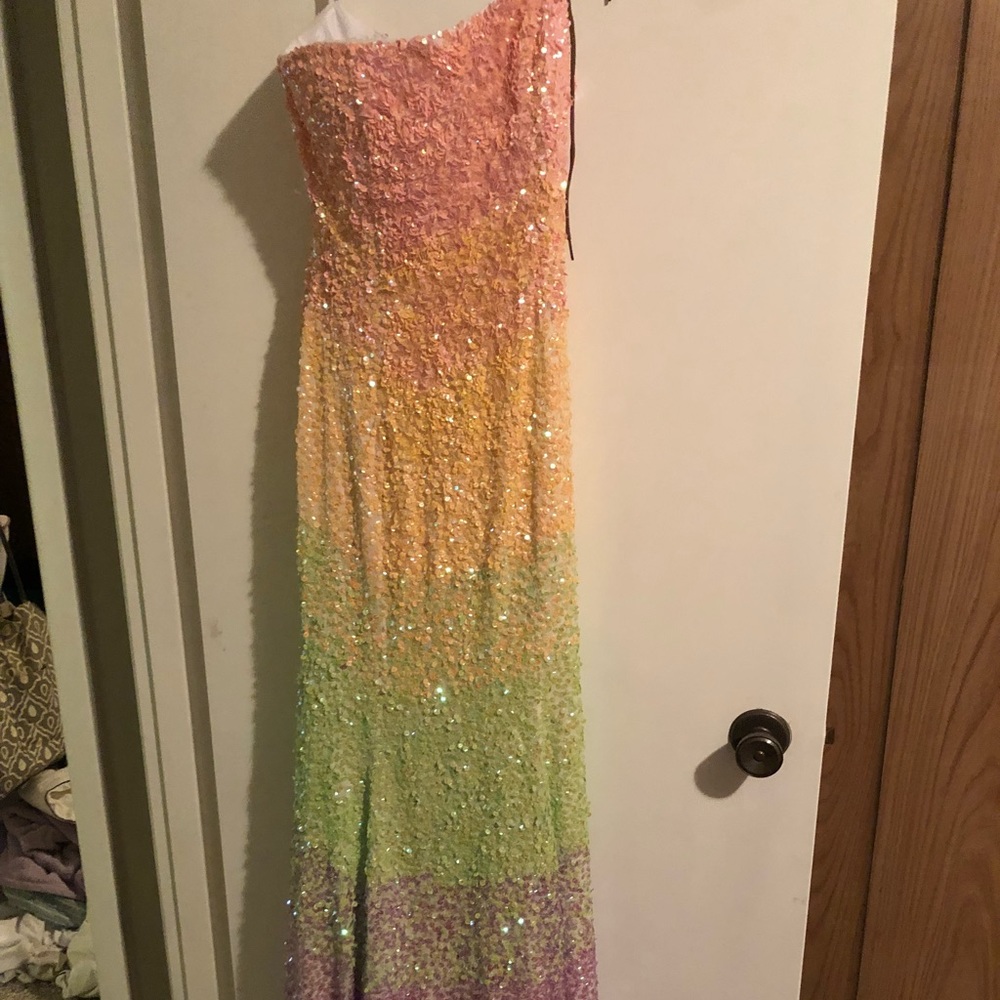 Rainbow Sequin Mermaid Prom Dress